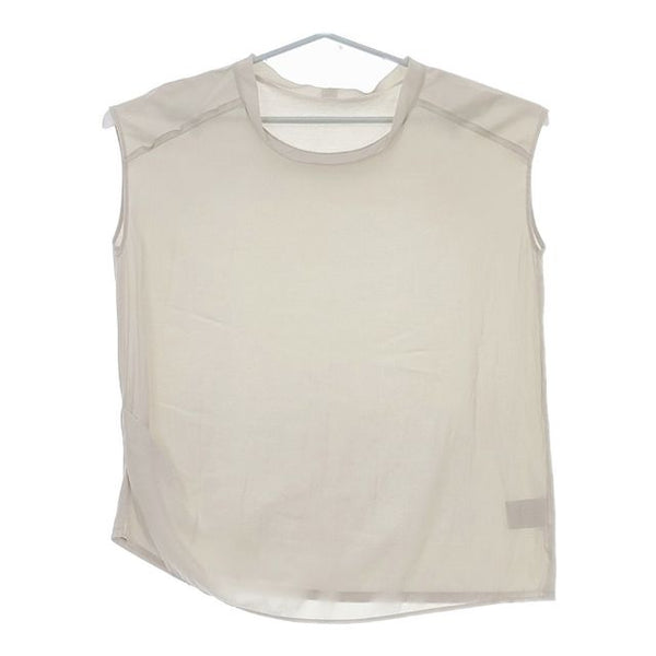 PLAIN PEOPLE 切替 サテンジャージコンビノースリーブトップス Ｔシャツ カットソー グレージュ レディース プレインピープル【中古】5-0529S∞