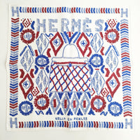HERMES 未使用品 カレ40 KELLY EN PERLES 真珠でできているケリー シルクスカーフ スカーフ ホワイト ブルー レディース エルメス【中古】4-1209G◎