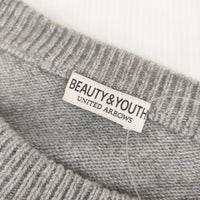 BEAUTY&YOUTH UNITED ARROWS ウォッシュウールミックスボーダークルーネック ニット グレー ブラック ビューティアンドユース【中古】4-1207T♪