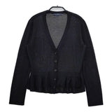 BURBERRY LONDON シルク混 裾フリル ニット カーディガン ブラック レディース バーバリーロンドン【中古】5-0312M∞