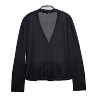 BURBERRY LONDON シルク混 裾フリル ニット カーディガン ブラック レディース バーバリーロンドン【中古】5-0312M∞