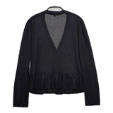 BURBERRY LONDON シルク混 裾フリル ニット カーディガン ブラック レディース バーバリーロンドン【中古】5-0312M∞