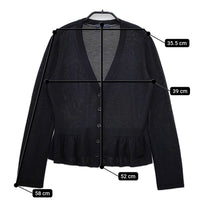 BURBERRY LONDON シルク混 裾フリル ニット カーディガン ブラック レディース バーバリーロンドン【中古】5-0312M∞