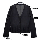 BURBERRY LONDON シルク混 裾フリル ニット カーディガン ブラック レディース バーバリーロンドン【中古】5-0312M∞