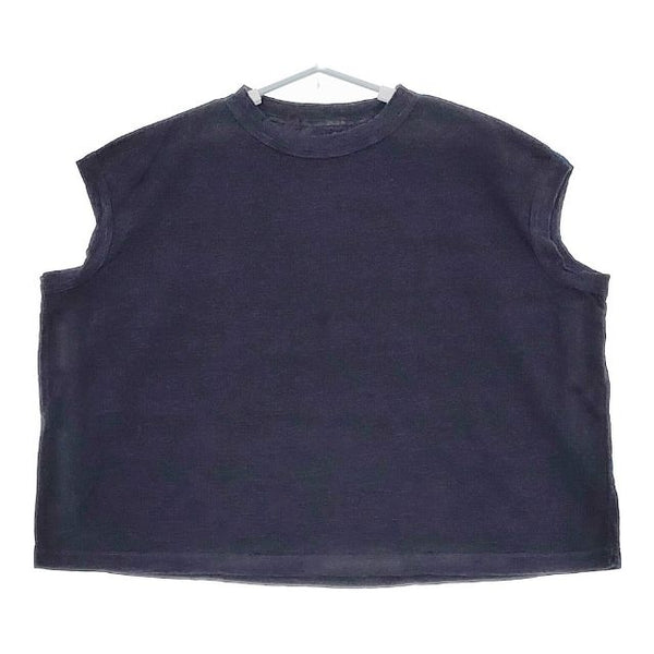 45R/45rpm 影色納戸 インディゴ ワイドシルエット ノースリーブ Ｔシャツ カットソー ネイビー レディース フォーティーファイブアールピーエム【中古】5-0529S∞