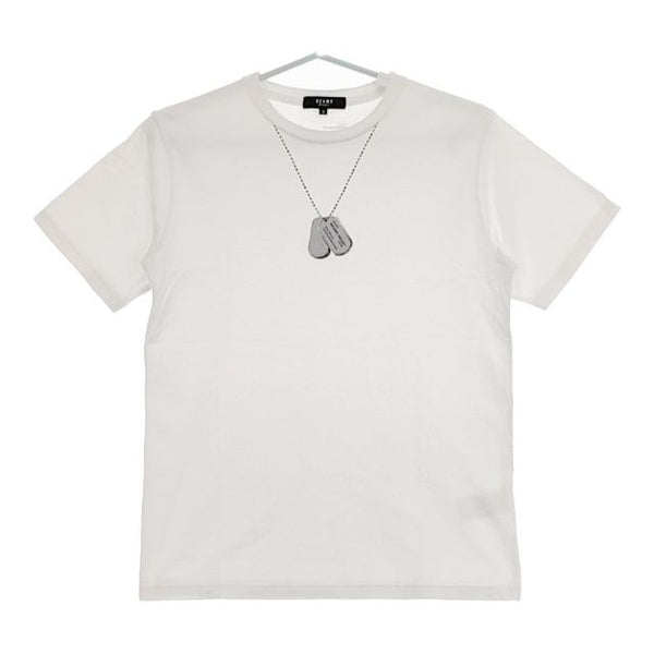 BEAMS HEART ドックタグプリント 半袖Ｔシャツ カットソー ホワイト メンズ ビームスハート【中古】5-0519S∞