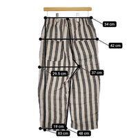 LAITERIE リネンストライプ イージー パンツ ベージュ グレー レディース レイトリー【中古】5-0312M∞
