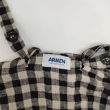 ARMEN リネン ギンガムチェック オーバーオール サロペット ブラック ベージュ レディース アーメン【中古】5-0405M∞