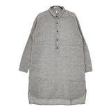 Gauze# リネンコットン ハーフボタン 千鳥格子 ワンピース ブラック ホワイト レディース ガーゼ【中古】5-0312M∞