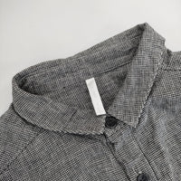 Gauze# リネンコットン ハーフボタン 千鳥格子 ワンピース ブラック ホワイト レディース ガーゼ【中古】5-0312M∞