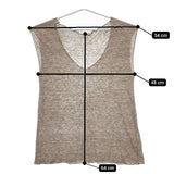 evam eva E111K003 リネン ボーダーベスト ノースリーブ Ｔシャツ カットソー ベージュ グレー レディース エヴァムエヴァ【中古】5-0529S∞