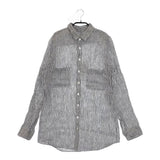 R&D.M.Co- リネンストライプ 長袖シャツ ネイビー ホワイト レディース オールドマンズテーラー【中古】5-0420M△