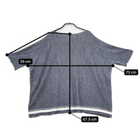 evam eva E111K028 リネンコットン ワイド 半袖 セーター ニット ネイビー レディース エヴァムエヴァ【中古】5-0312M∞
