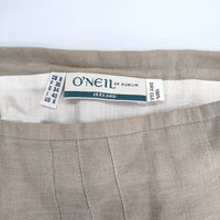 O'NEIL OF DUBLIN リネン タック プリーツ GB8 F36 D34 I40 US6 ロングスカート ベージュ レディース オニールオブダブリン【中古】5-0312M∞