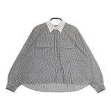 GRACE Class バックコンシャスシャツ定価31900円 0224141231 ストライプブラウス 長袖シャツ 24SS ブルー  ホワイト レディース グレース クラス【中古】5-0104M∞