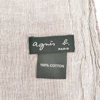 agnes b. フリンジ付きストール マフラー 大判 コットン ストール エンジ レディース アニエスベー【中古】5-0526M◎