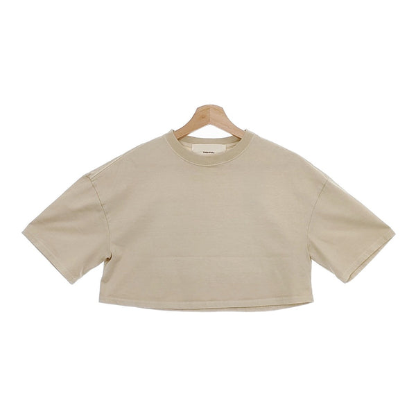 TODAYFUL 12410605 クロップドコットンTシャツ サイズF 定価8250円 半袖 カットソー 24SS ベージュ レディース トゥデイフル【中古】4-1129S♪