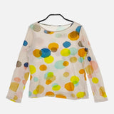 mina perhonen rain star qs8379 コットン 36 長袖Ｔシャツ カットソー ロンＴ グレージュ マルチ レディース ミナペルホネン【中古】5-0106M∞