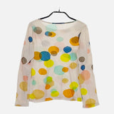 mina perhonen rain star qs8379 コットン 36 長袖Ｔシャツ カットソー ロンＴ グレージュ マルチ レディース ミナペルホネン【中古】5-0106M∞