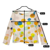 mina perhonen rain star qs8379 コットン 36 長袖Ｔシャツ カットソー ロンＴ グレージュ マルチ レディース ミナペルホネン【中古】5-0106M∞