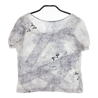 mina perhonen spray os8117 コットンリネン 半袖Ｔシャツ カットソー ホワイト パープル レディース ミナペルホネン【中古】5-0602S∞