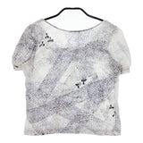 mina perhonen spray os8117 コットンリネン 半袖Ｔシャツ カットソー ホワイト パープル レディース ミナペルホネン【中古】5-0602S∞