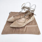 Gianvito Rossi レースアップ ポインテッドトゥ 37 1/2サイズ パンプス ベージュ レディース ジャンヴィトロッシ【中古】4-1209G◎