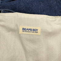 BEAMS BOY インディゴ染め 備後産地 デニム エプロン付き ノースリーブ ワンピース ブルー レディース ビームスボーイ【中古】5-0602S∞