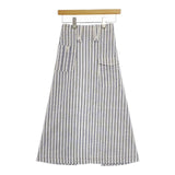 BEAMS BOY シアサッカー ウエスト紐 ストライプ ロングスカート ホワイト ブルー レディース ビームスボーイ【中古】5-0222M∞