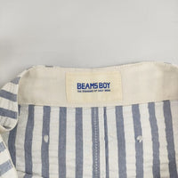 BEAMS BOY シアサッカー ウエスト紐 ストライプ ロングスカート ホワイト ブルー レディース ビームスボーイ【中古】5-0222M∞