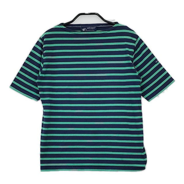 SAINT JAMES ボーダー T1 半袖Ｔシャツ カットソー ネイビー グリーン レディース セントジェームス【中古】5-0602S∞