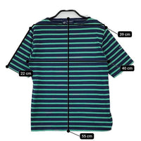 SAINT JAMES ボーダー T1 半袖Ｔシャツ カットソー ネイビー グリーン レディース セントジェームス【中古】5-0602S∞