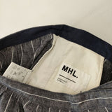 MHL. 595-6132503 リネンコットン ストライプ ラップ 巻き ロングスカート グレー レディース エムエイチエル【中古】5-0303M∞
