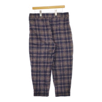 Lin francais d'antan ツータックウールイージーパンツ チェック パンツ ネイビー ブラウン レディース ランフランセダンタン【中古】4-1123T♪