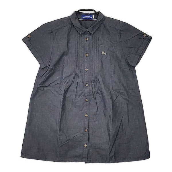 BURBERRY BLUE LABEL タック コットン 半袖シャツ ネイビー レディース バーバリーブルーレーベル【中古】5-0602S∞