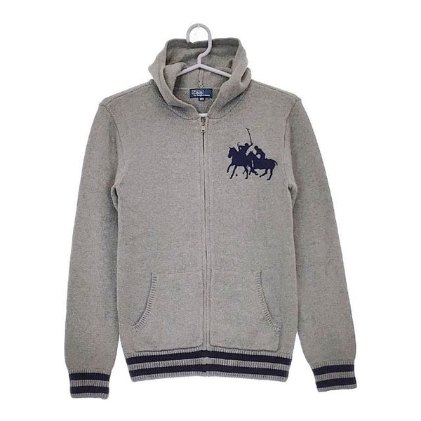 POLO RALPH LAUREN 160サイズ コットンニット ジップアップ パーカー グレー レディース ポロ・ラルフローレン【中古】5-0501M∞