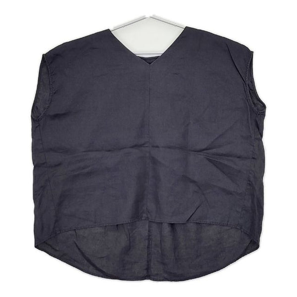 URBAN RESEARCH DOORS リネンバックタックフレンチブラウス ノースリーブ ブラウス シャツ ネイビー レディース アーバンリサーチドアーズ【中古】5-0602S∞