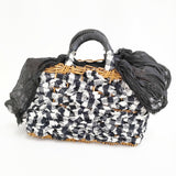 ebagos FROM THE WINDOW 2013SS トートバッグ チェック かごバッグ ホワイト ブラック レディース エバゴス【中古】4-1219G◎