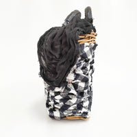 ebagos FROM THE WINDOW 2013SS トートバッグ チェック かごバッグ ホワイト ブラック レディース エバゴス【中古】4-1219G◎