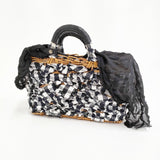 ebagos FROM THE WINDOW 2013SS トートバッグ チェック かごバッグ ホワイト ブラック レディース エバゴス【中古】4-1219G◎