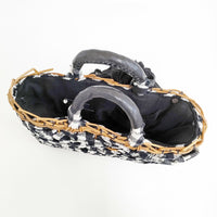 ebagos FROM THE WINDOW 2013SS トートバッグ チェック かごバッグ ホワイト ブラック レディース エバゴス【中古】4-1219G◎