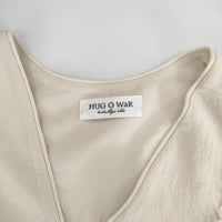 HUG O WaR ポリエステル プルオーバー ハーフボタン ブラウス シャツ ベージュ レディース ハグオーワー【中古】5-0413M∞