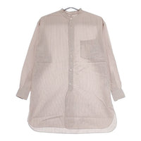 LENO BAND COLLAR SHIRT 定価24000円 L2001-SH001 コットンストライプ 長袖シャツ ピンク レディース リノ【中古】5-0413M∞