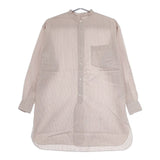 LENO BAND COLLAR SHIRT 定価24000円 L2001-SH001 コットンストライプ 長袖シャツ ピンク レディース リノ【中古】5-0413M∞