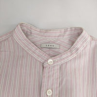 LENO BAND COLLAR SHIRT 定価24000円 L2001-SH001 コットンストライプ 長袖シャツ ピンク レディース リノ【中古】5-0413M∞