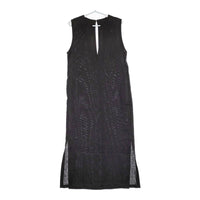 Plage Vネックノースリーブワンピース 定価27500円 リネン サイドスリット ワンピース 23SS ブラック レディース プラージュ【中古】5-0216S♪