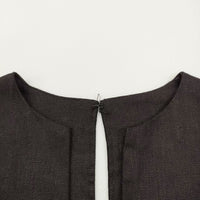 Plage Vネックノースリーブワンピース 定価27500円 リネン サイドスリット ワンピース 23SS ブラック レディース プラージュ【中古】5-0216S♪