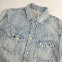 STOOGE&CO ストゥージ＆コー デニムシャツ ダメージ加工 長袖シャツ ブルー メンズ【中古】5-0303M∞
