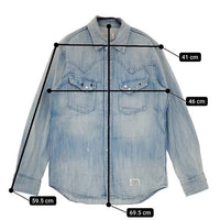 STOOGE&CO ストゥージ＆コー デニムシャツ ダメージ加工 長袖シャツ ブルー メンズ【中古】5-0303M∞