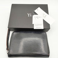 Y's レザー 牛革 YG-A06-712-1 ラウンドファスナー 二つ折り財布 ブラック レディース ワイズ/Yohji【中古】5-0306G∞